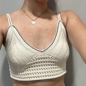 Wild Fable Ivory Knit Top with Black Accents